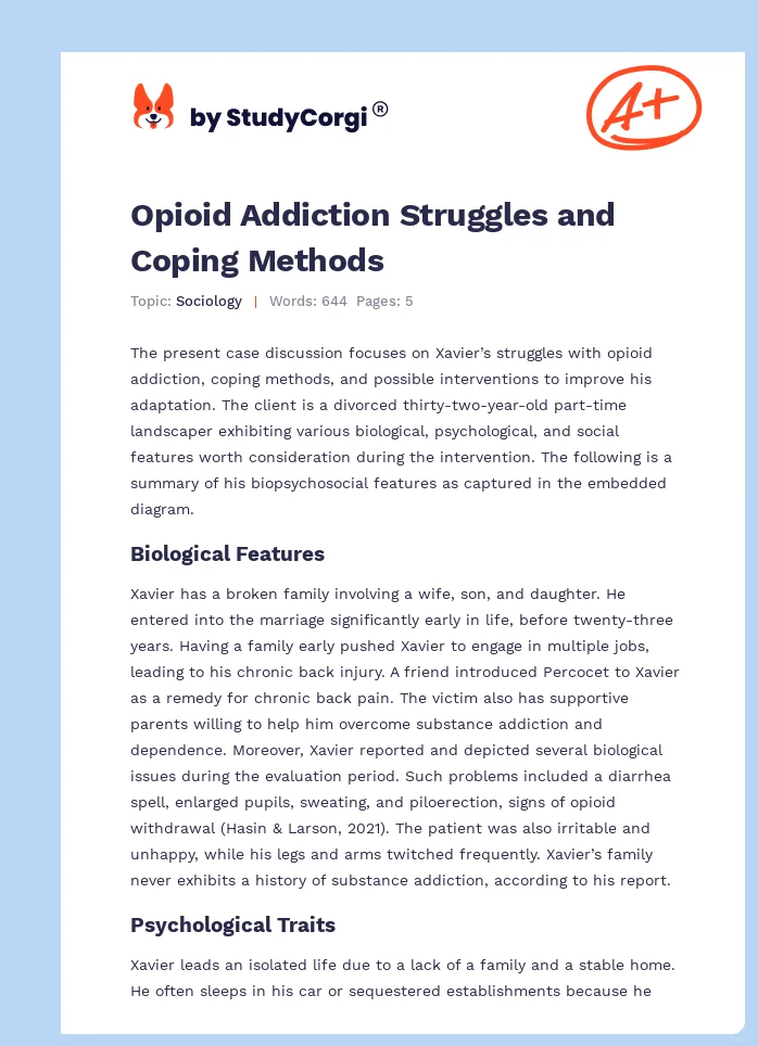 Opioid Addiction Struggles and Coping Methods. Page 1