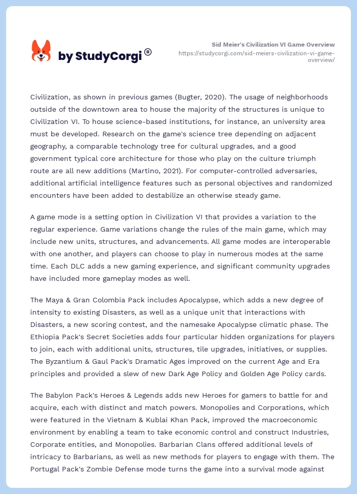 Sid Meier's Civilization VI Game Overview. Page 2