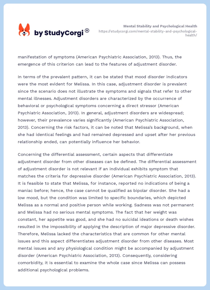 Mental Stability and Psychological Health. Page 2