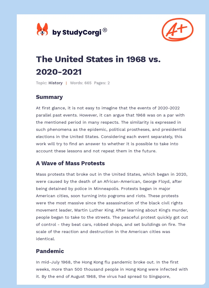 The United States in 1968 vs. 2020-2021. Page 1