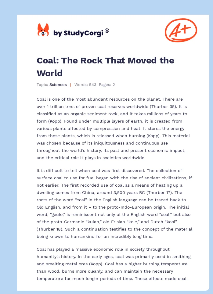 Coal: The Rock That Moved the World. Page 1