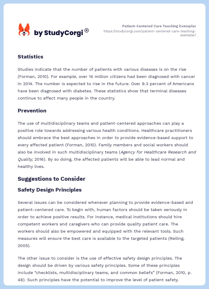 Patient-Centered Care Teaching Exemplar. Page 2