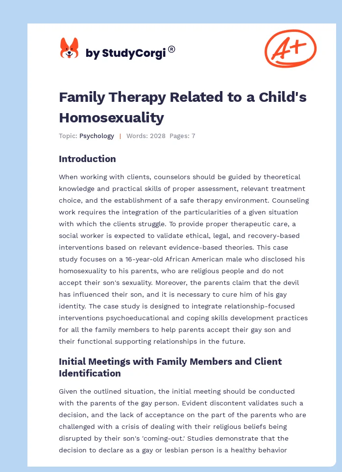 Family Therapy Related to a Child's Homosexuality. Page 1