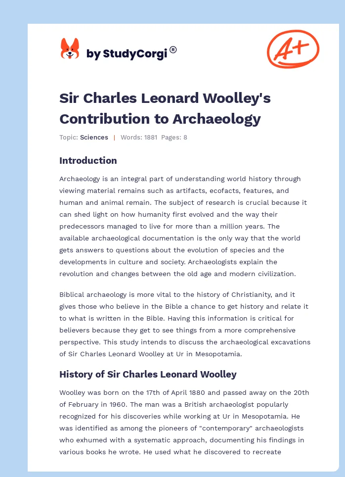 Sir Charles Leonard Woolley's Contribution to Archaeology. Page 1