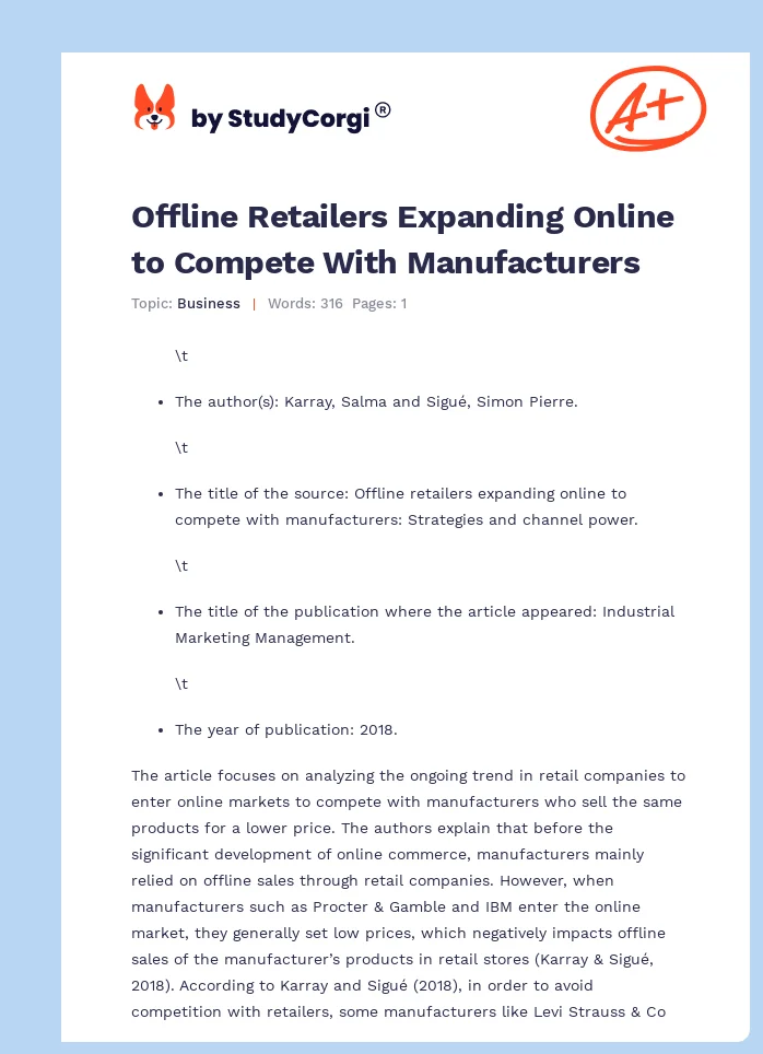 Offline Retailers Expanding Online to Compete With Manufacturers. Page 1
