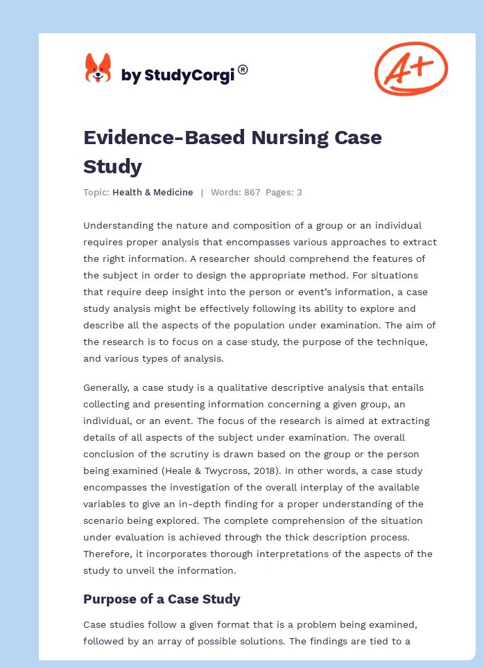 Evidence-Based Nursing Case Study. Page 1