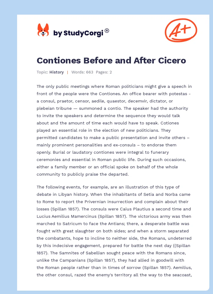 Contiones Before and After Cicero. Page 1