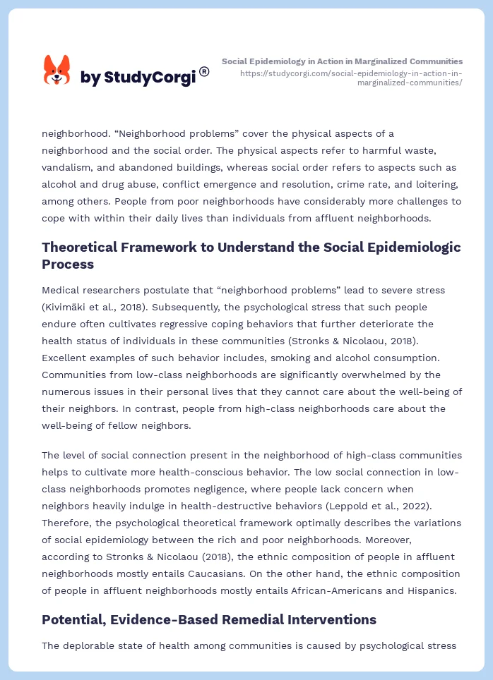Social Epidemiology in Action in Marginalized Communities. Page 2