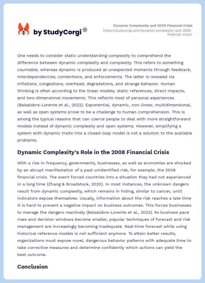 Dynamic Complexity and 2008 Financial Crisis. Page 2
