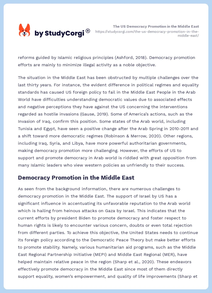 The US Democracy Promotion in the Middle East. Page 2