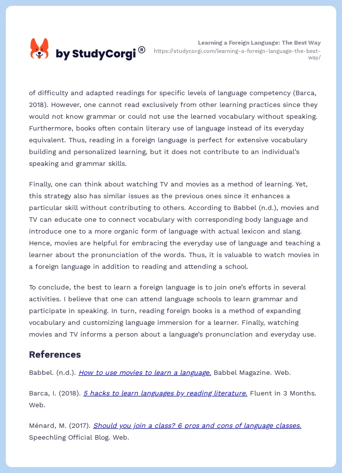 Learning a Foreign Language: The Best Way. Page 2