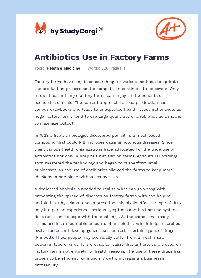 Antibiotics Use in Factory Farms. Page 1