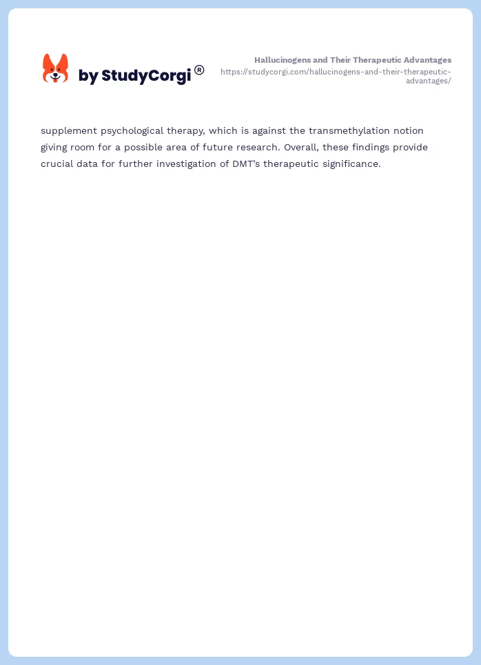 Hallucinogens and Their Therapeutic Advantages. Page 2