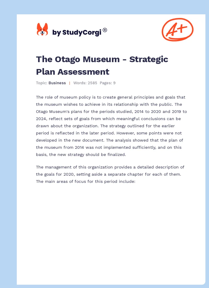 The Otago Museum's Strategic Plan. Page 1