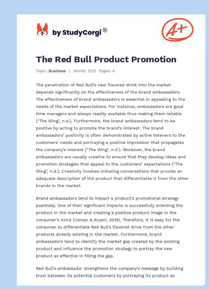 The Red Bull Product Promotion. Page 1