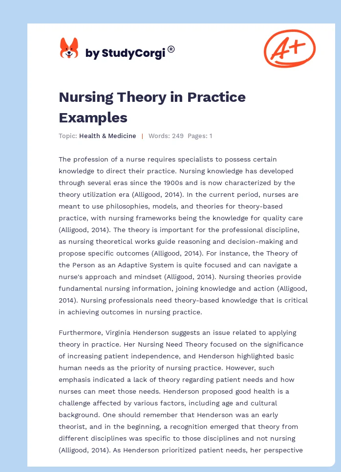 Nursing Theory and Practice. Page 1