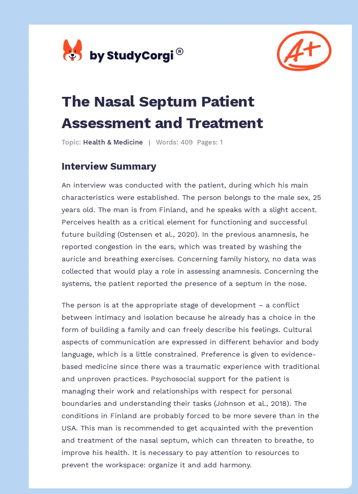 The Nasal Septum Patient Assessment and Treatment. Page 1
