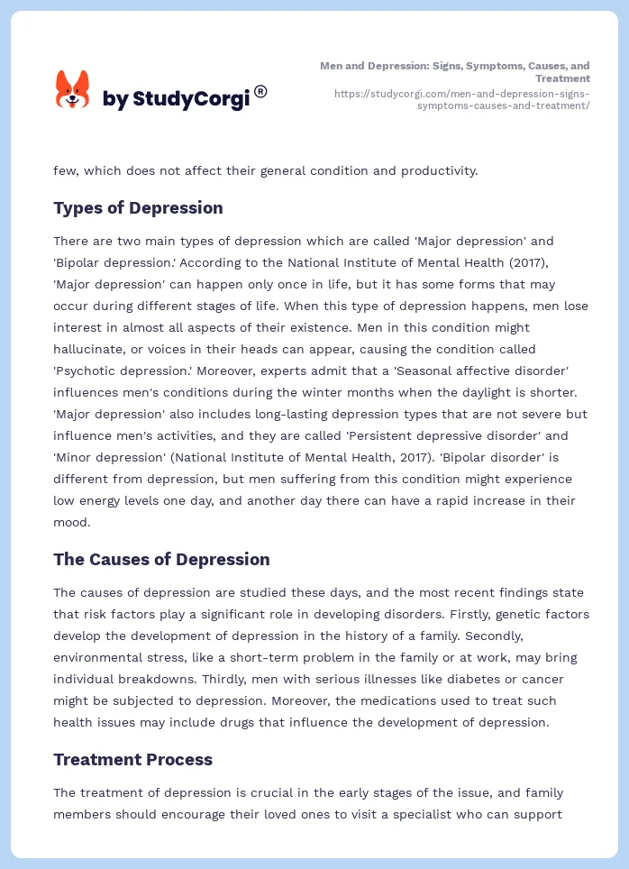 Men and Depression: Signs, Symptoms, Causes, and Treatment. Page 2