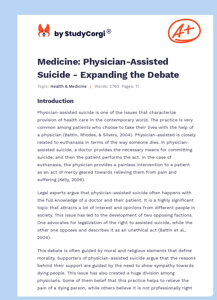 Medicine: Physician-Assisted Suicide - Expanding the Debate. Page 1