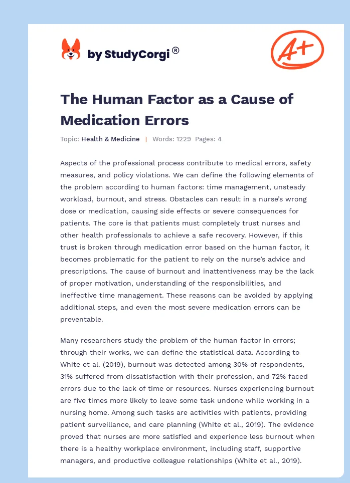 The Human Factor as a Cause of Medication Errors. Page 1