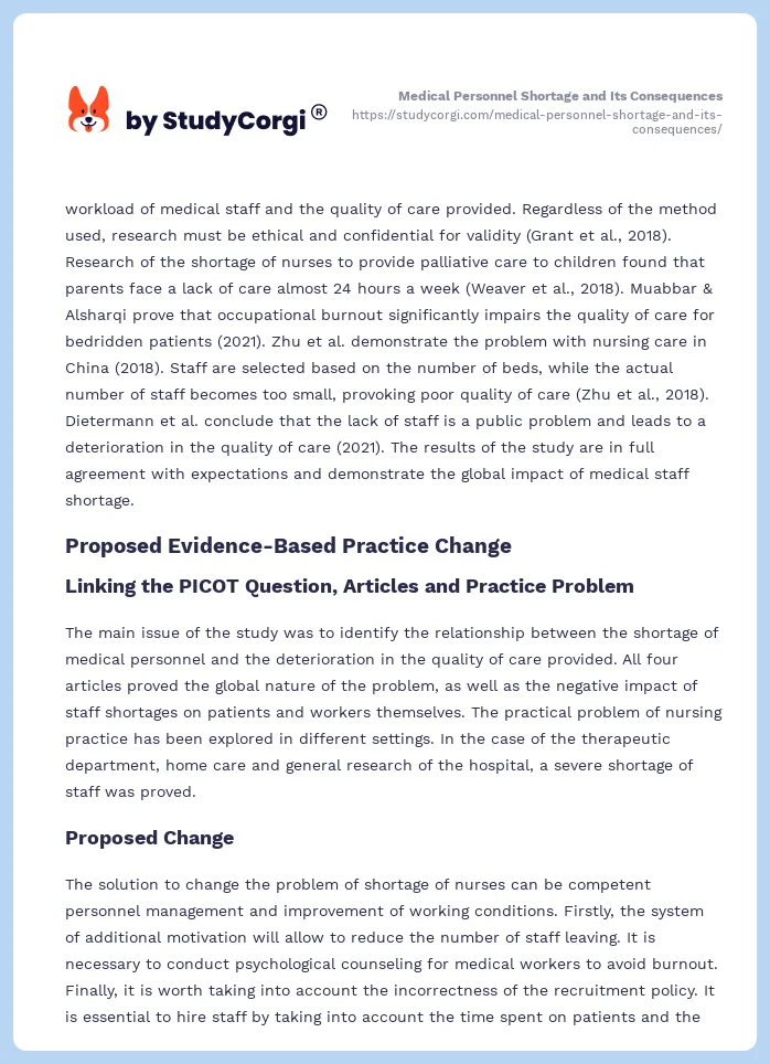 Medical Personnel Shortage and Its Consequences. Page 2