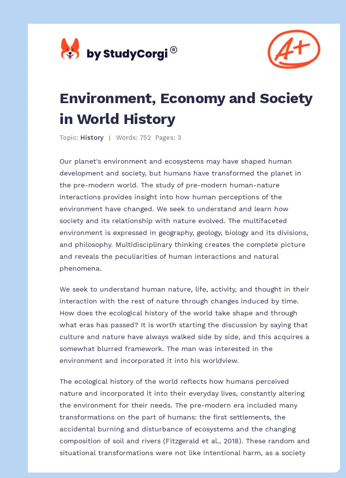Environment, Economy and Society in World History. Page 1