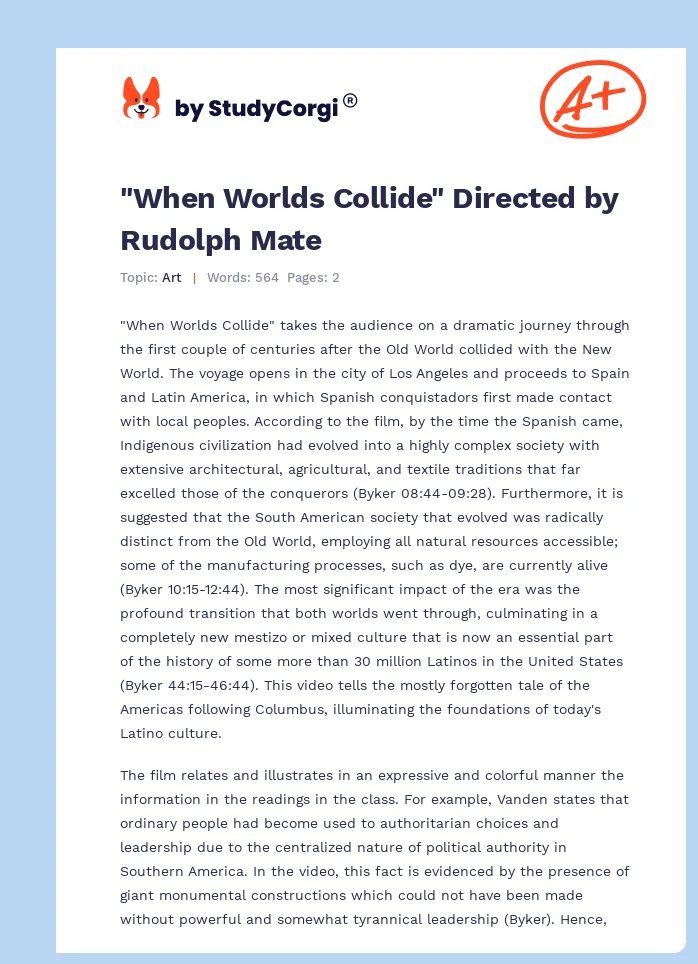 "When Worlds Collide" Directed by Rudolph Mate. Page 1