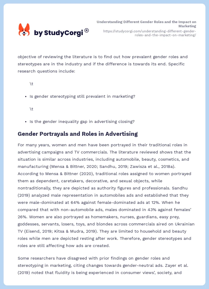 Understanding Different Gender Roles and the Impact on Marketing. Page 2