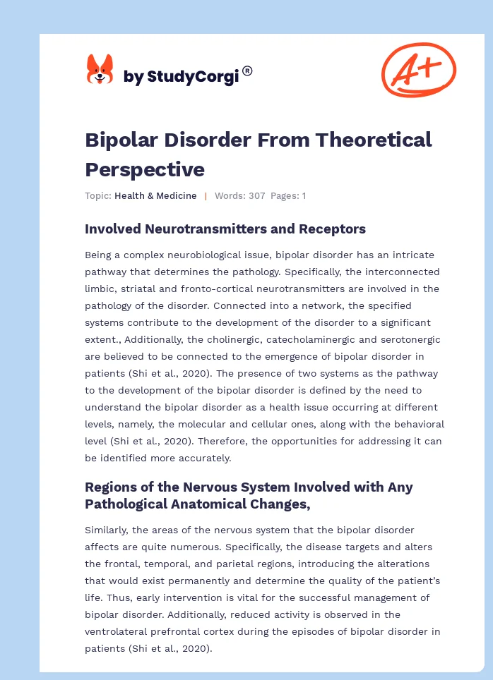 Bipolar Disorder From Theoretical Perspective. Page 1