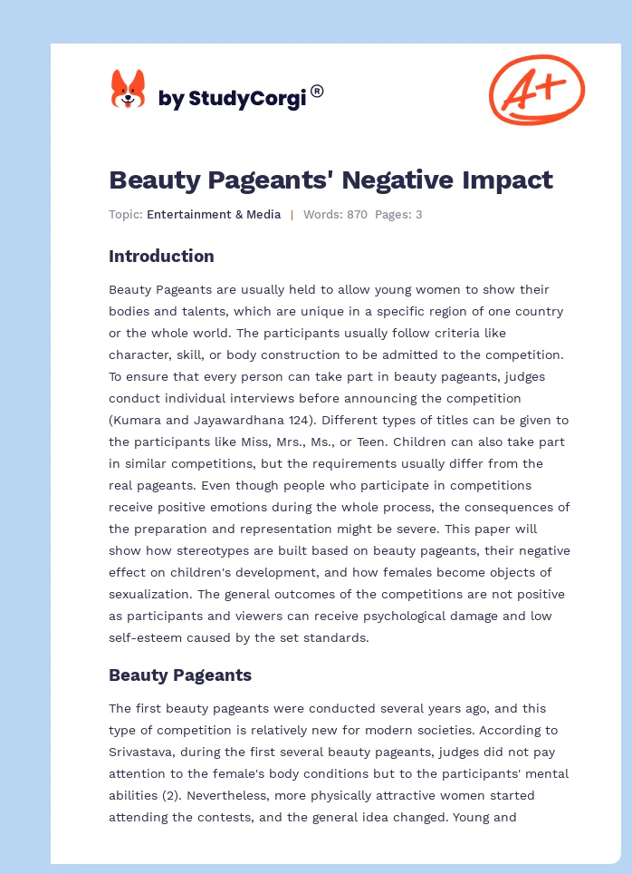 Beauty Pageants' Negative Impact. Page 1