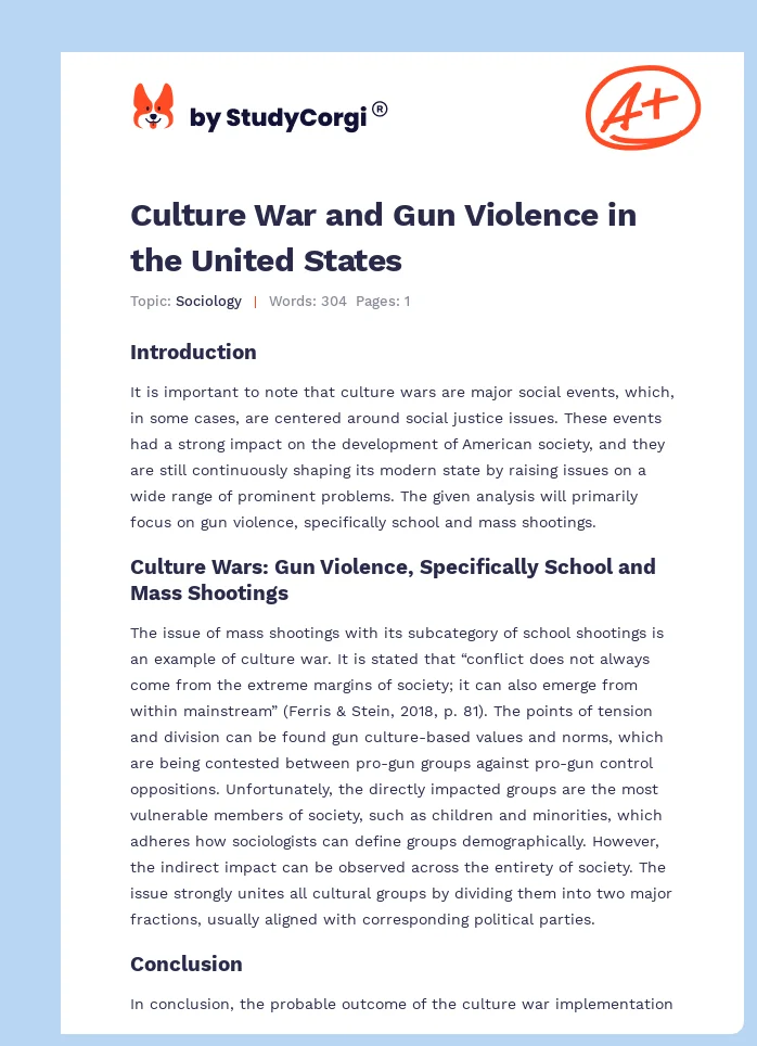Culture War and Gun Violence in the United States. Page 1