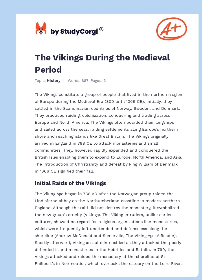 The Vikings During the Medieval Period. Page 1