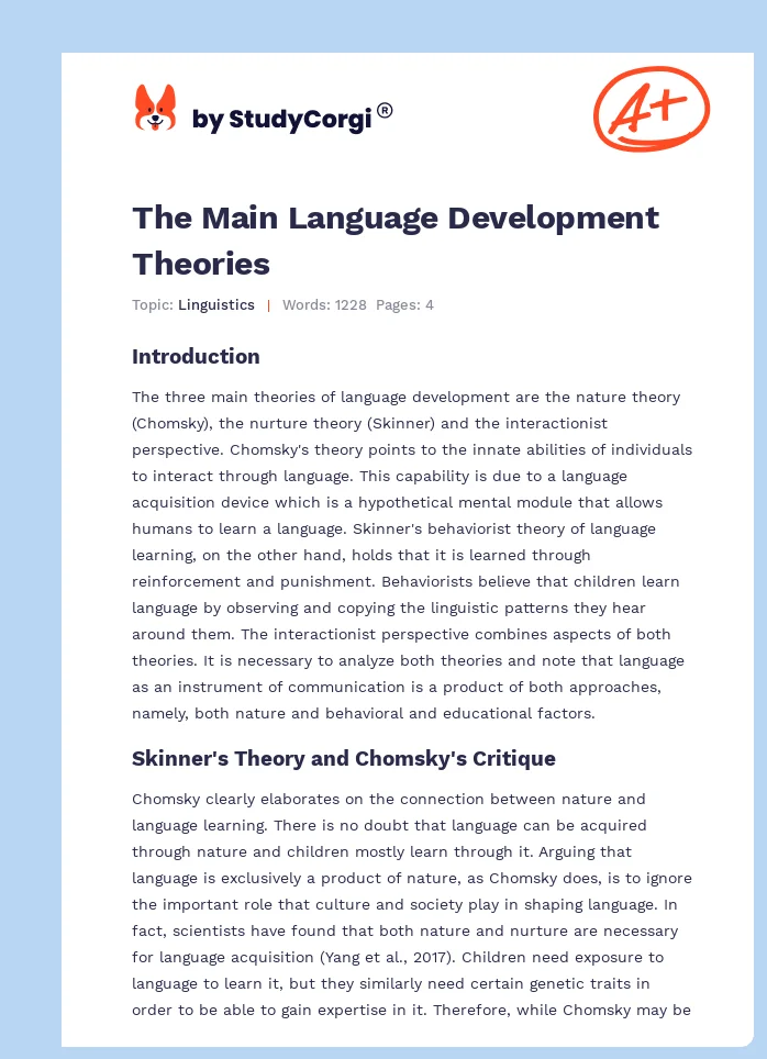 The Main Language Development Theories. Page 1