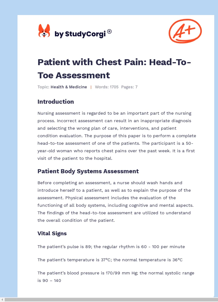 Patient with Chest Pain: Head-To-Toe Assessment. Page 1