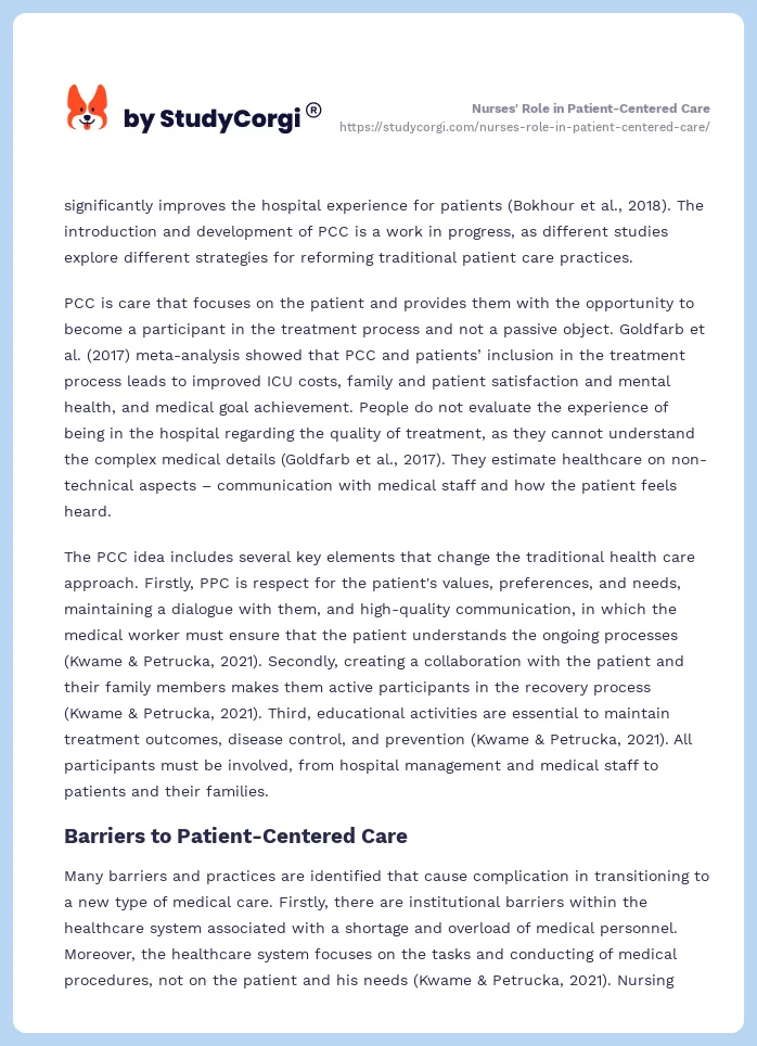 Nurses' Role in Patient-Centered Care. Page 2