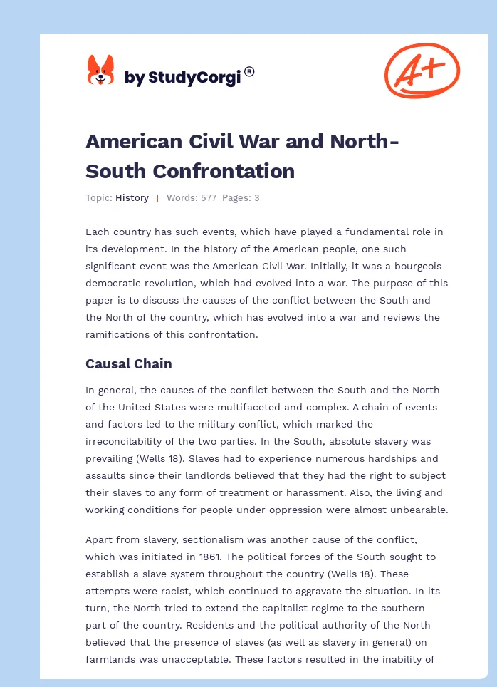 American Civil War and North-South Confrontation. Page 1