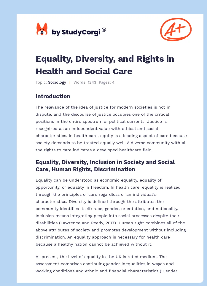 Equality, Diversity, and Rights in Health and Social Care. Page 1