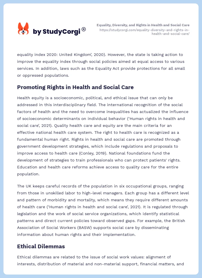 Equality, Diversity, and Rights in Health and Social Care. Page 2