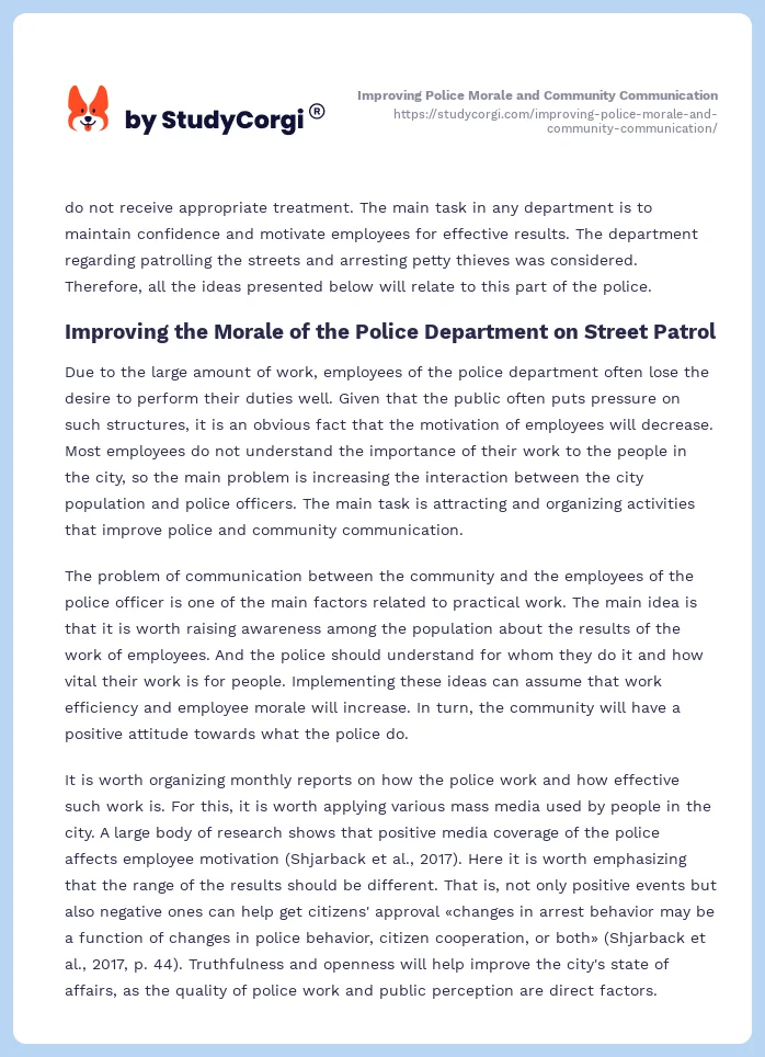 Improving Police Morale and Community Communication. Page 2