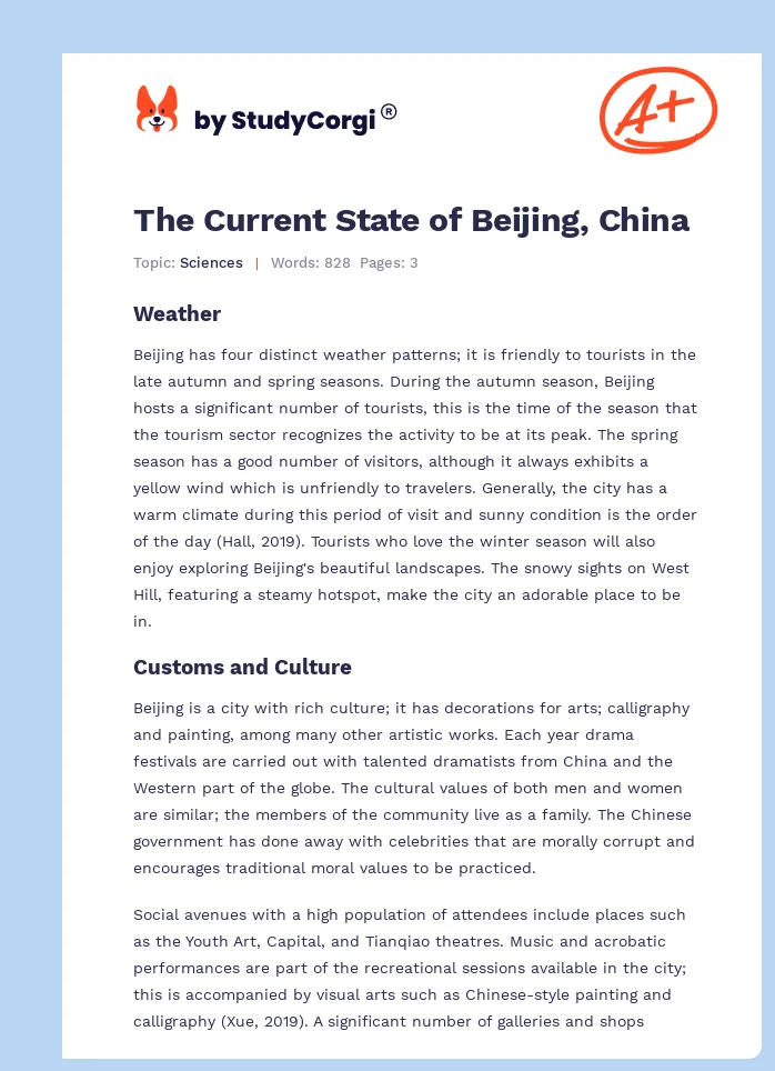 The Current State of Beijing, China. Page 1