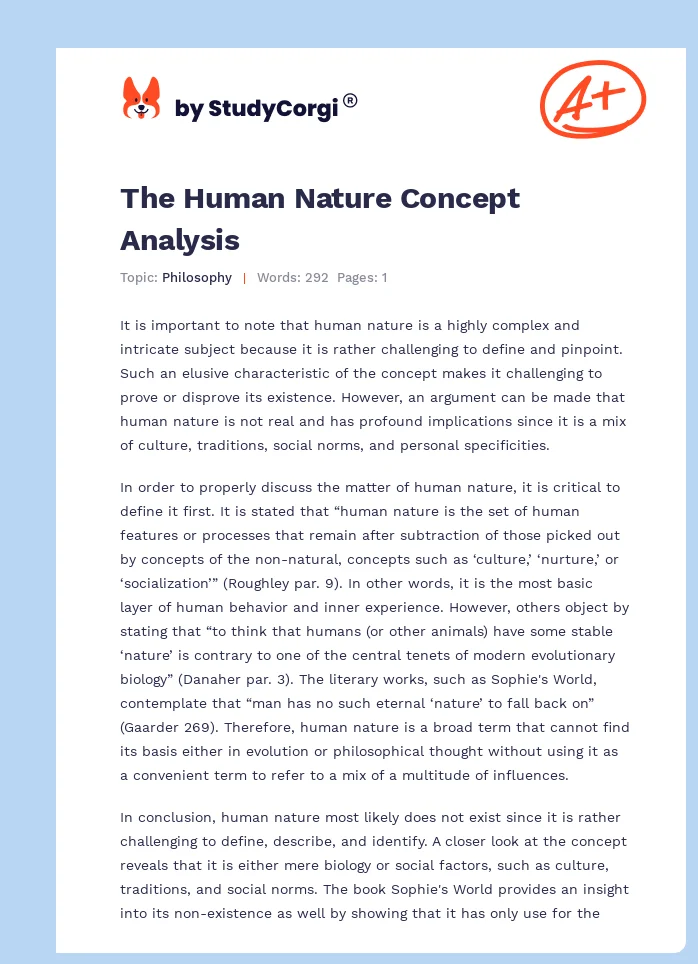 The Human Nature Concept Analysis. Page 1
