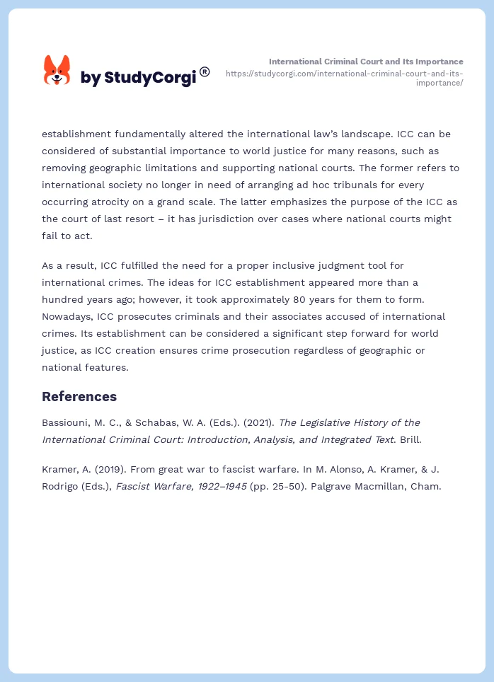 International Criminal Court and Its Importance. Page 2