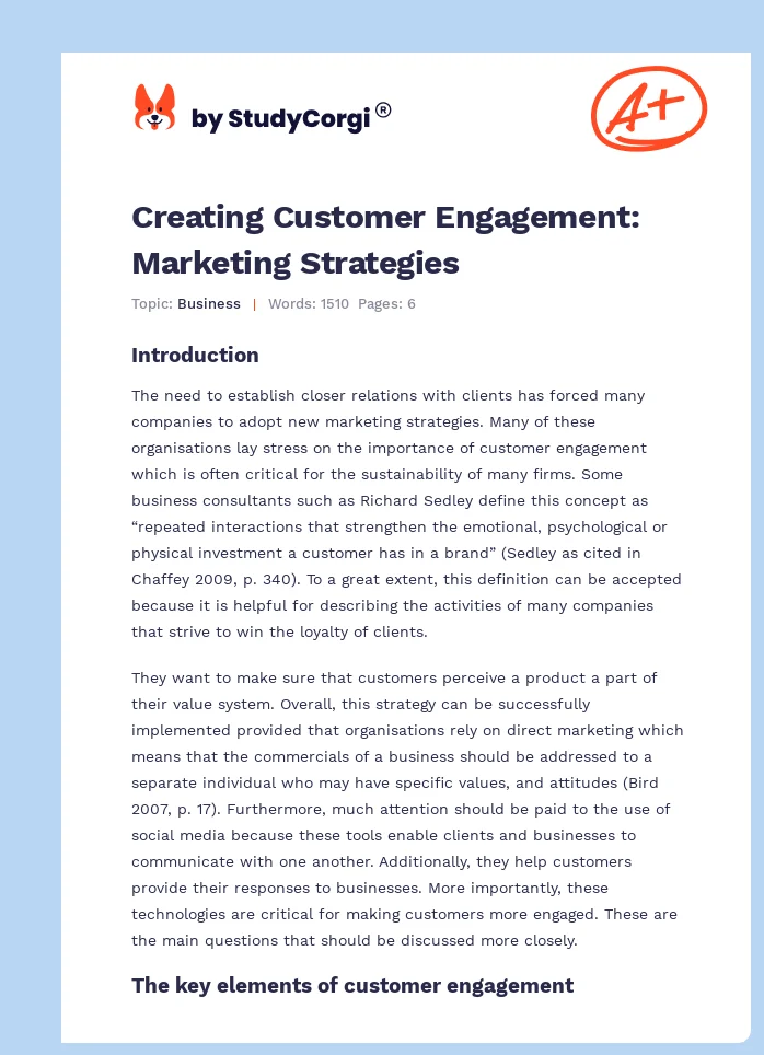 Creating Customer Engagement: Marketing Strategies. Page 1
