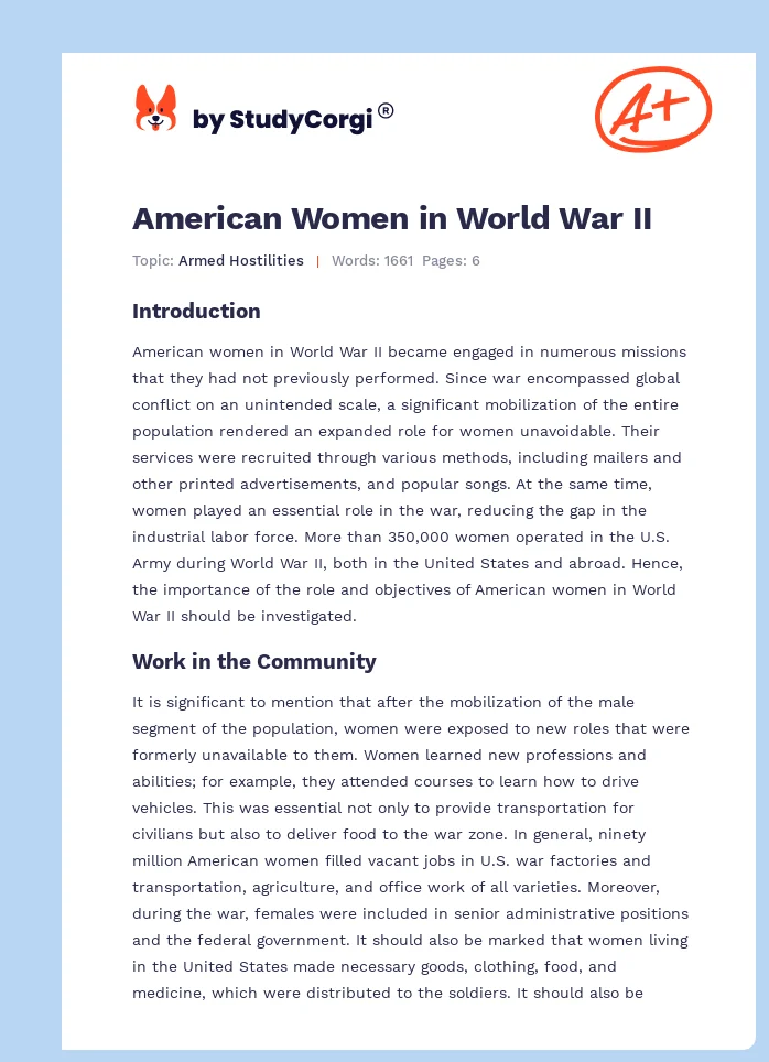 American Women in World War II. Page 1