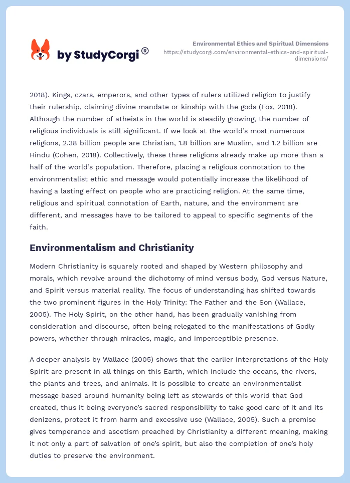 Environmental Ethics and Spiritual Dimensions. Page 2