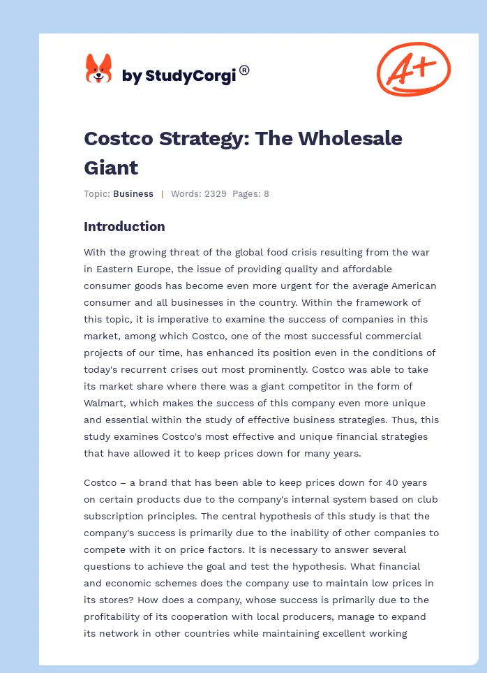 Costco Strategy: The Wholesale Giant. Page 1