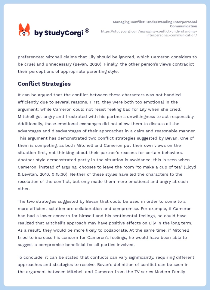 Managing Conflict: Understanding Interpersonal Communication. Page 2