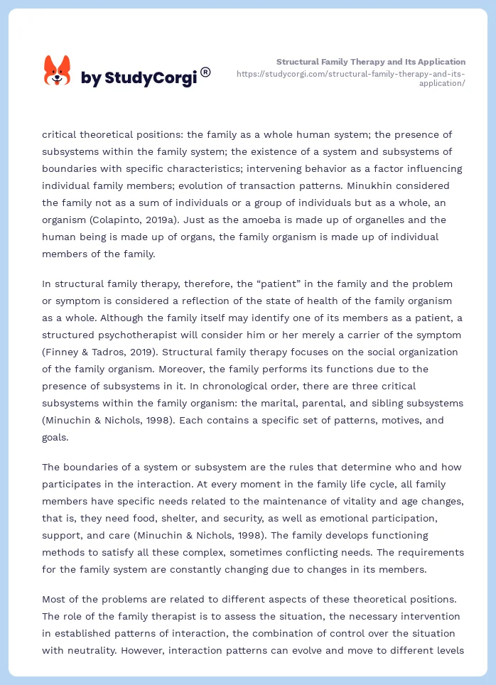 Structural Family Therapy and Its Application. Page 2