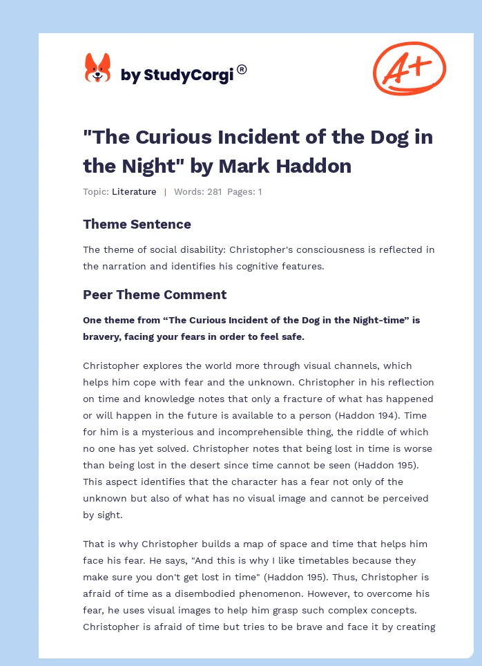 "The Curious Incident of the Dog in the Night" by Mark Haddon. Page 1