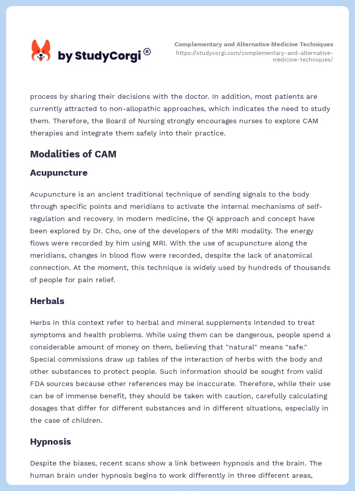 Complementary and Alternative Medicine Techniques. Page 2